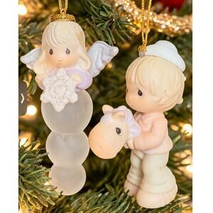 Precious Moments Angel Ornament Snowflake + 1994 Happy Trails Set